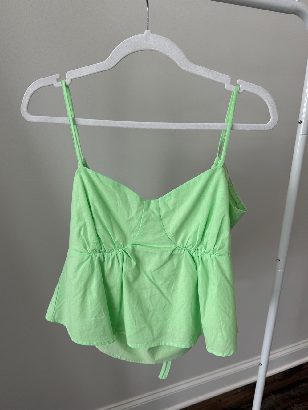 Le Lis Mint Green Spaghetti Strap Peplum Camisole